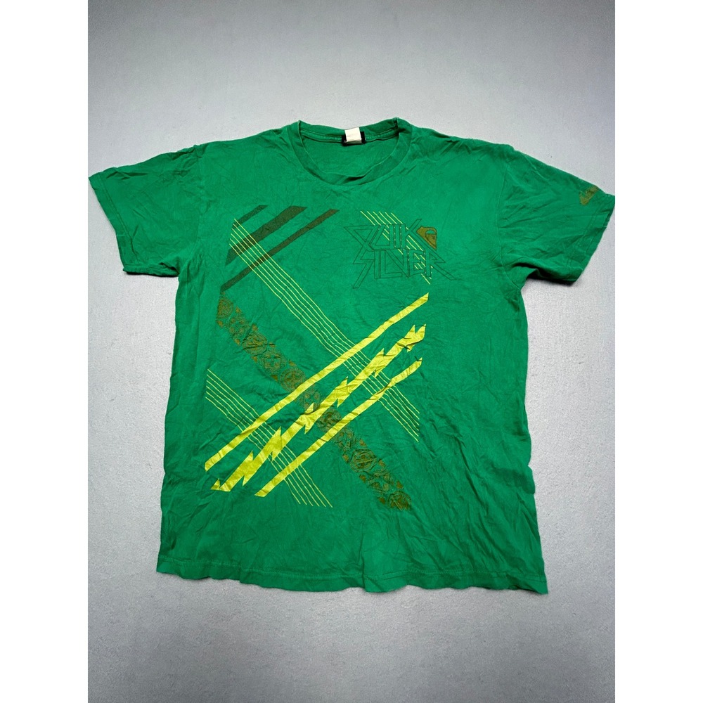 Quiksilver Graphic T-Shirt 100% Cotton‎ Green M Mens